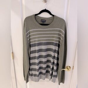 Banana Republic Men's Crewneck Sweater - Olive and Gray Stripes-XXL Like new